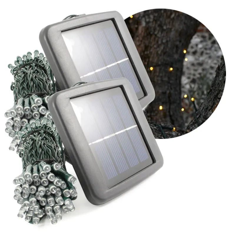 SET de Crăciun 2x Ghirlandă LED solară SolarCentre Elan SS9944 – 200 LED-uri / 20 m, alb cald