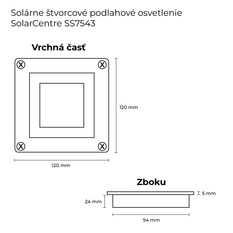 Iluminare solară pătrată pentru podea SolarCentre SS7543